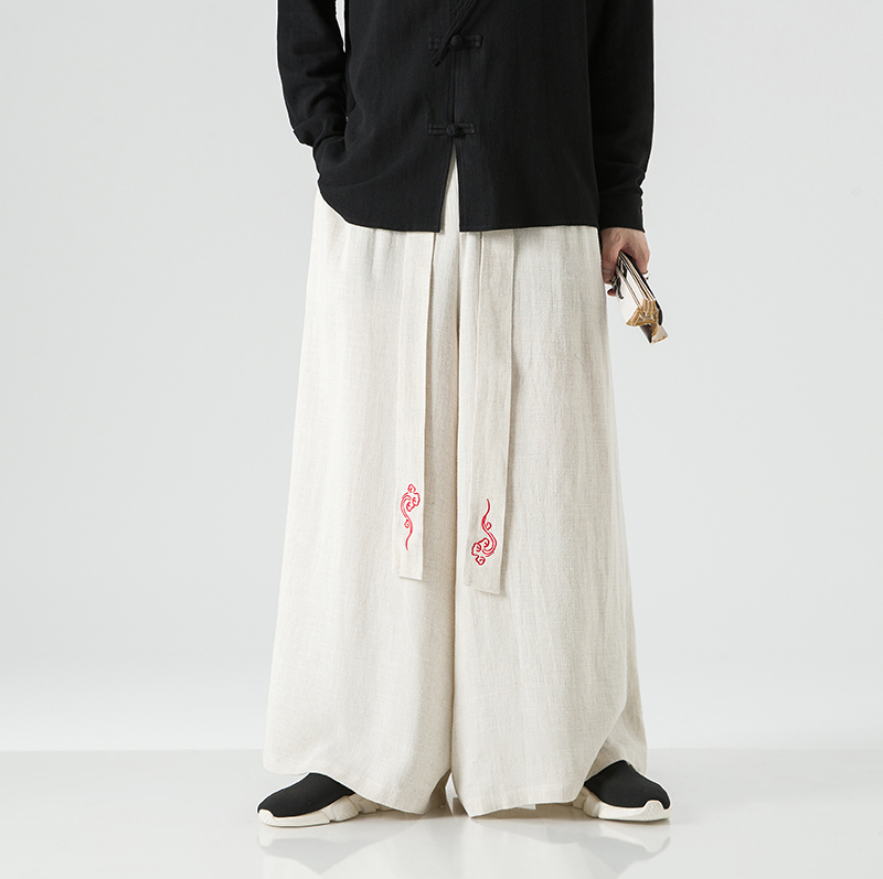 Men'S Fashion Linen Pants - Pantalones de lino de pierna ancha