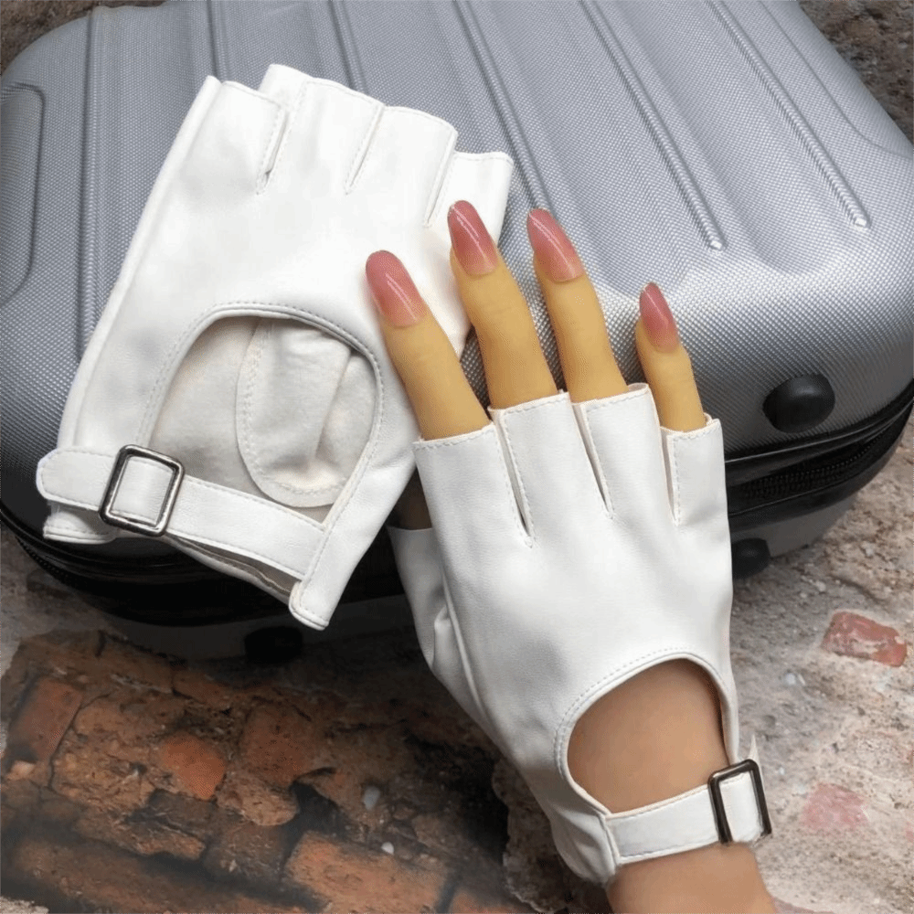 Driving Gloves Leather - Guantes sin Dedos Impermeables de Moda,