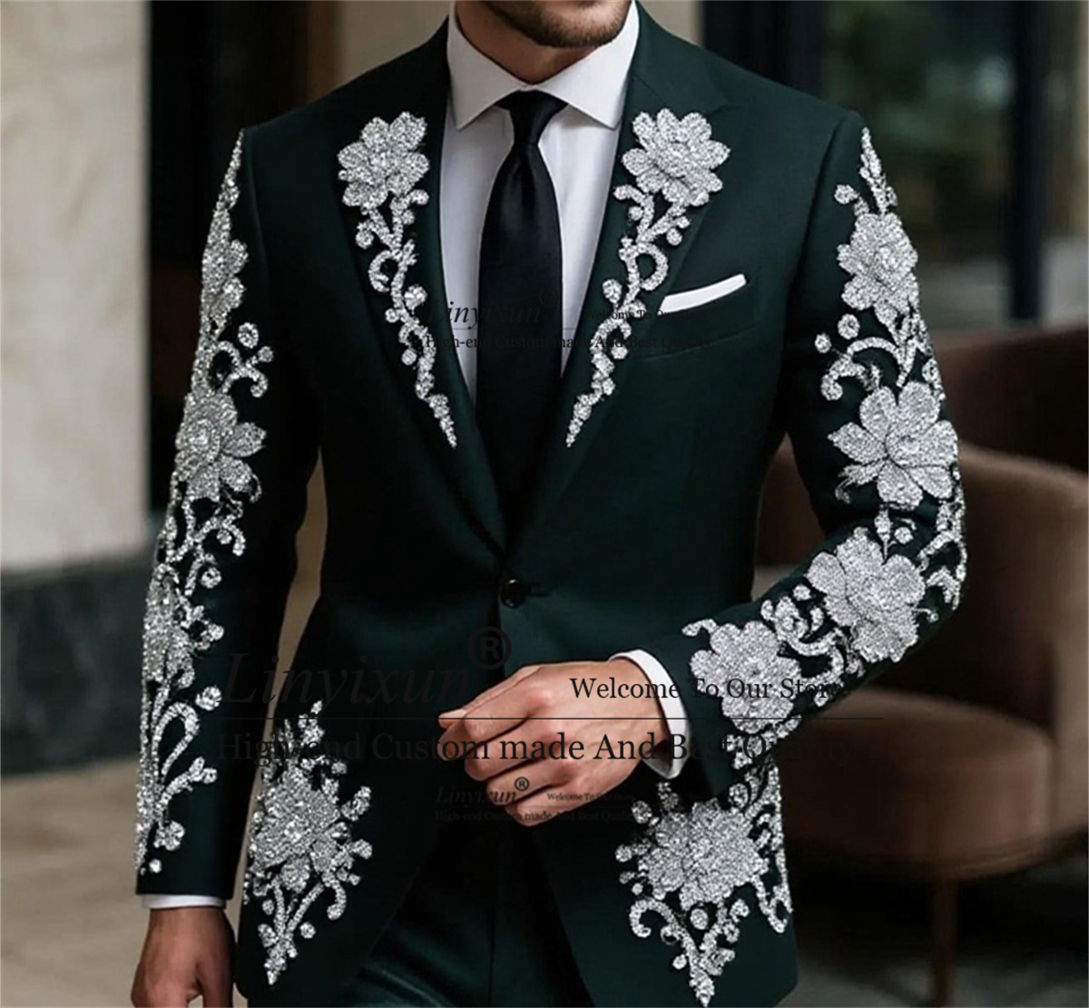 Mens Fashion Trajes - Traje Floar de cristales a la
