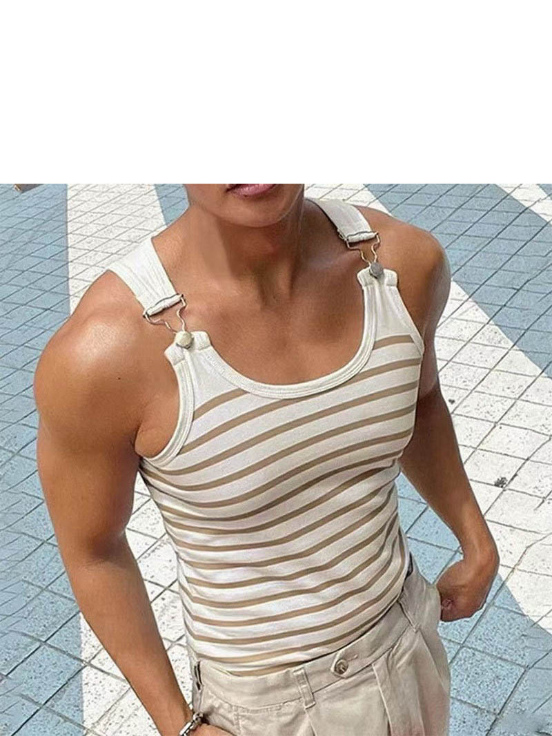 Men'S Fashion Online - Camiseta sin Mangas Ajustada con Botones