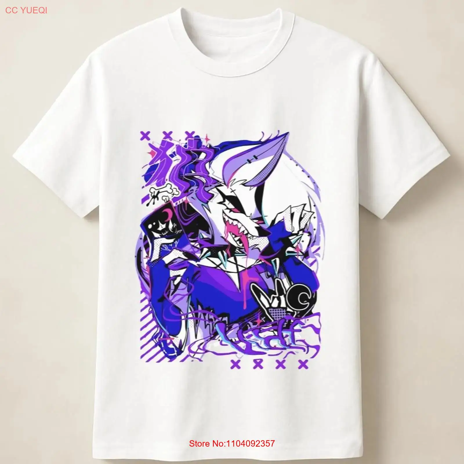 Men'S Fashion Everyday - Camiseta Morada con Estampado de Lobo