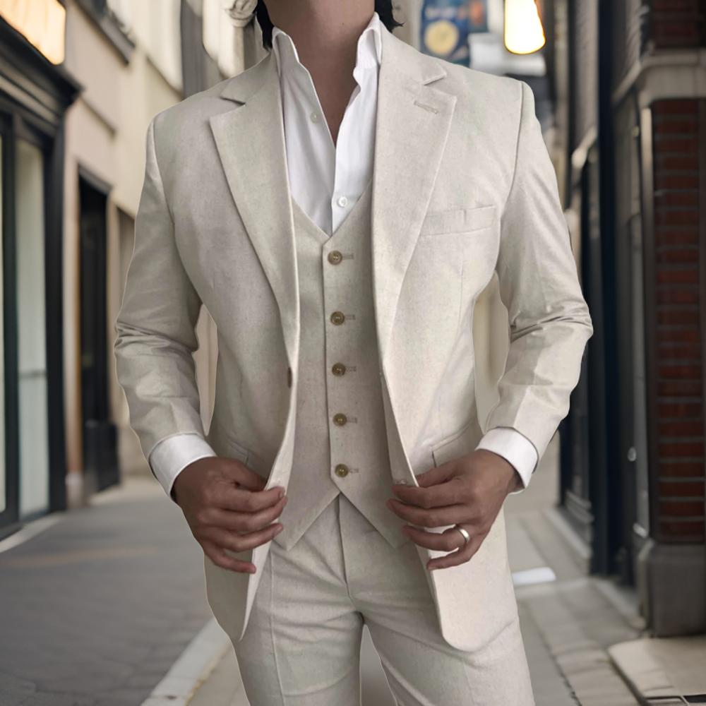 Mens Fashion Blazer - Trajes de lino de 3 piezas