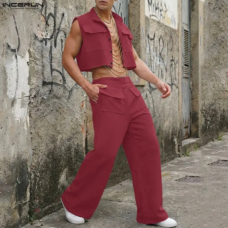 Men'S Fashion Looks - Conjuntos INCERUN para Hombre, Camiseta sin