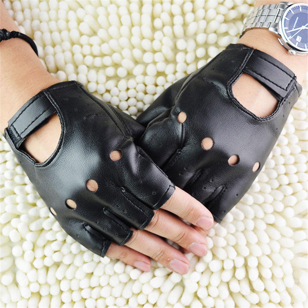 Driving Gloves Leather - Guantes Unisex de Medio Dedo, Estilo