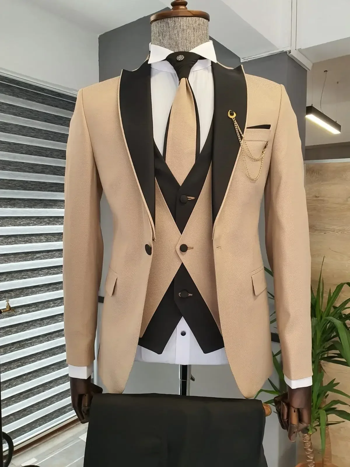 Slim Fit Blazer Men - Traje de Hombre Negro con Chaqueta
