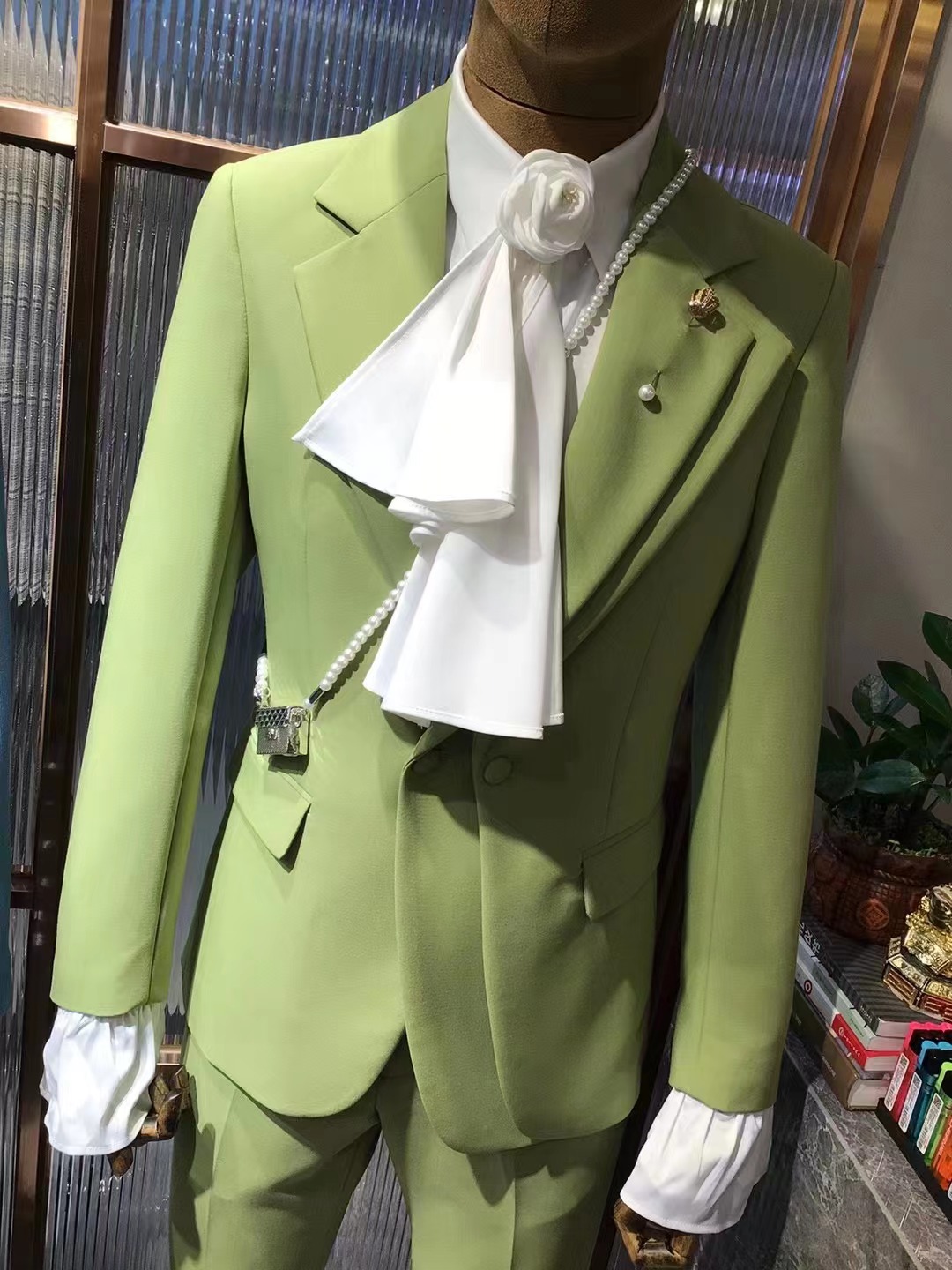 Mens Fashion Blazer - Trajes de boda verde personalizados para