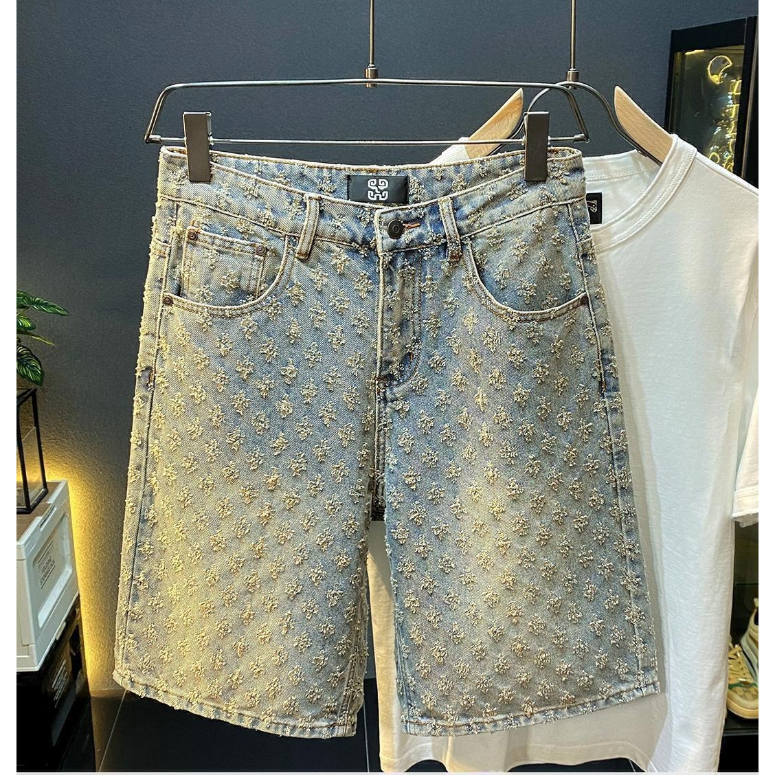 Men Fashion Jeans - Pantalones Cortos de Mezclilla de Verano