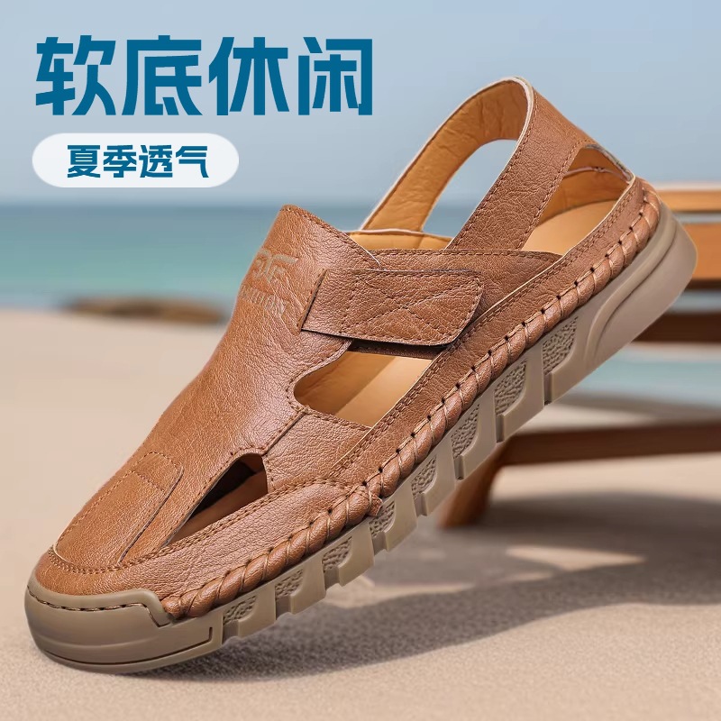 Men'S Fashion Online - Sandalias de cuero transpirables con orificios