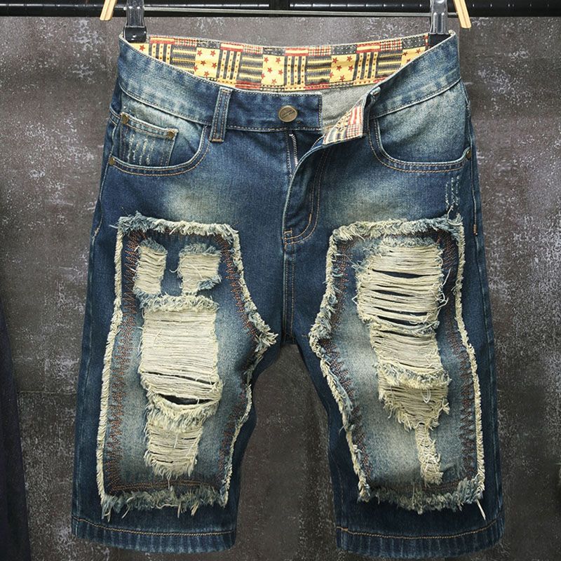 Men Fashion Jeans - Pantalones cortos vaqueros de cinco pulgadas