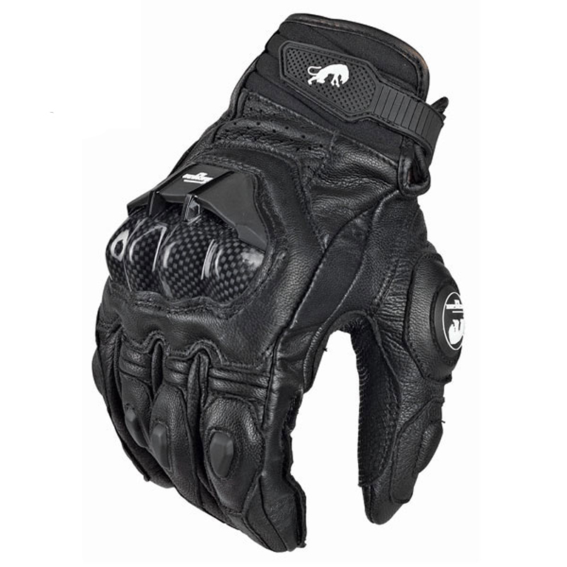 Driving Gloves Leather - Guantes de cuero negros para motocicleta
