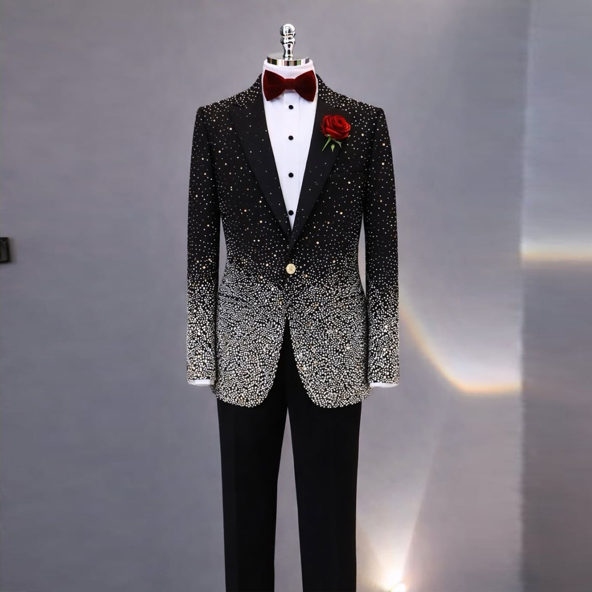 Slim Fit Blazer Men - Elegante Traje de Hombre con Pedrería