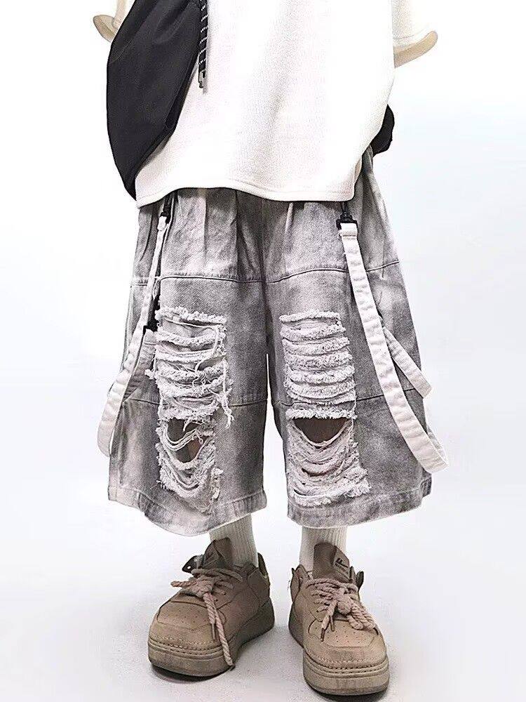 Men Fashion Jeans - Pantalones Cortos Retro Hip-hop para Hombre,