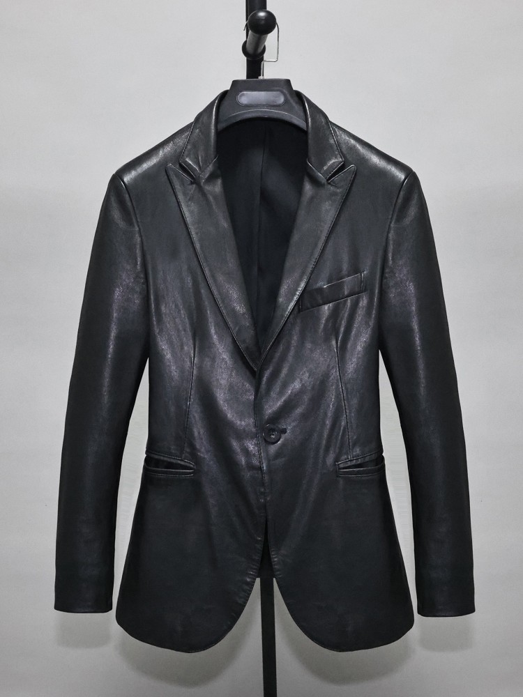 Blazer de Cuero Genuino para H - Slim Fit Blazer Men reseña y precio