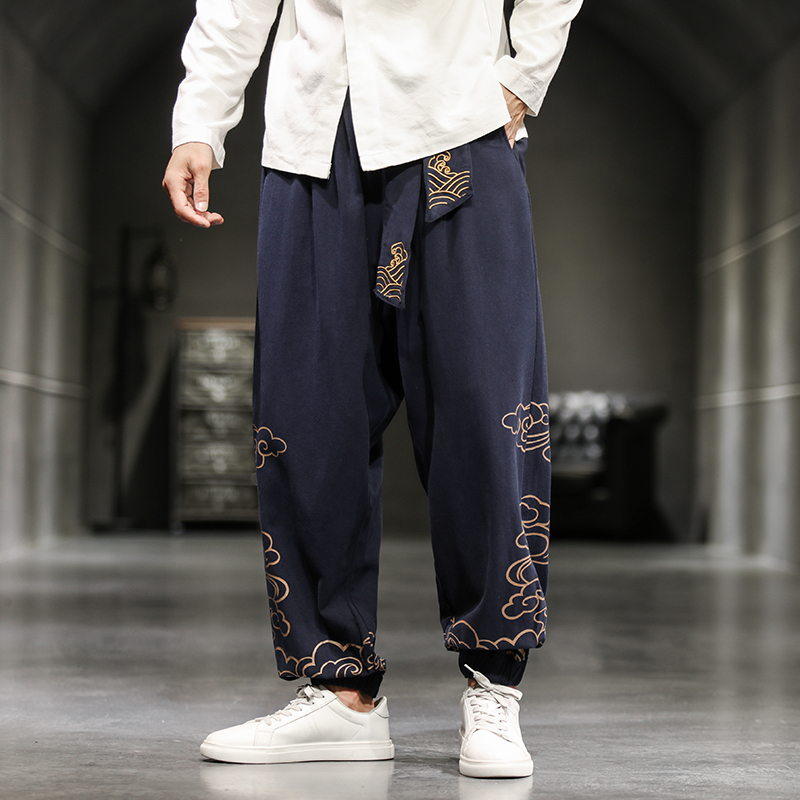 Pantalones con estampado de nu - Men'S Fashion Linen Pants reseña y precio