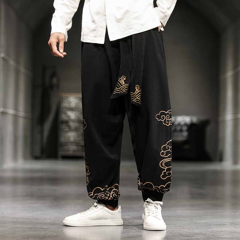Pantalones con estampado de nu - Men'S Fashion Linen Pants reseña y precio