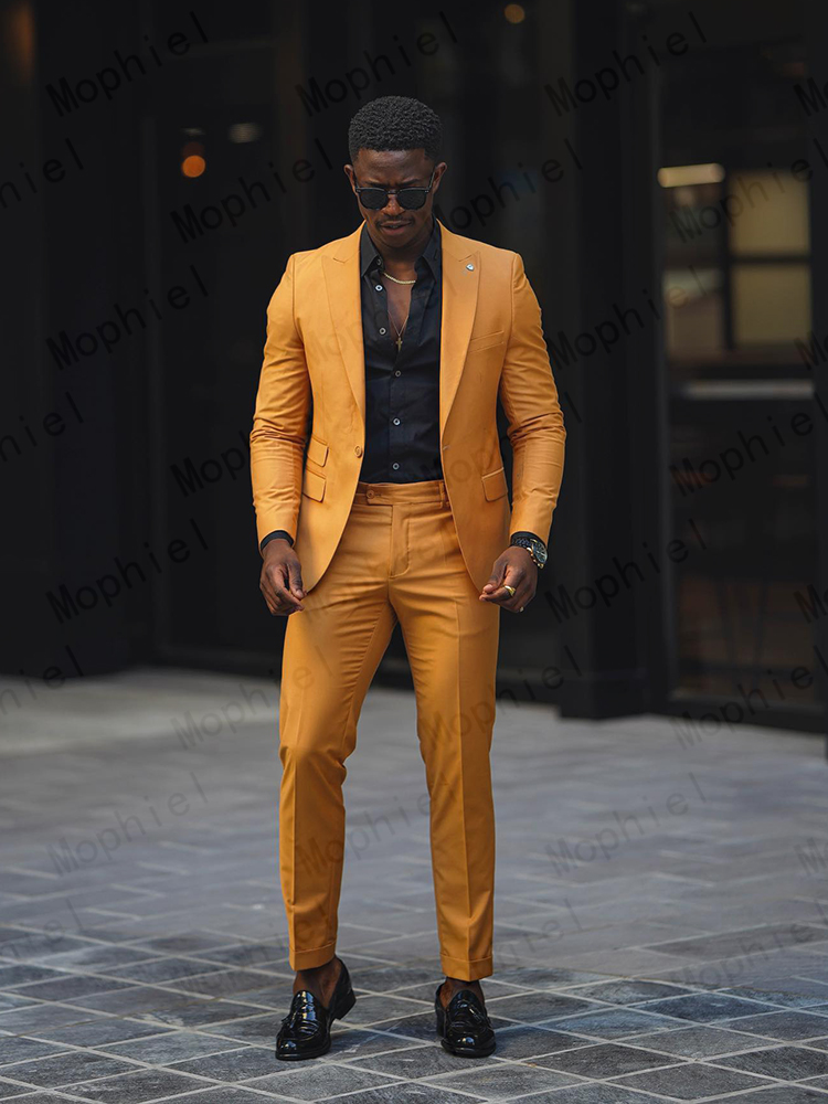Traje de hombre amarillo mosta - Slim Fit Blazer Men reseña y precio