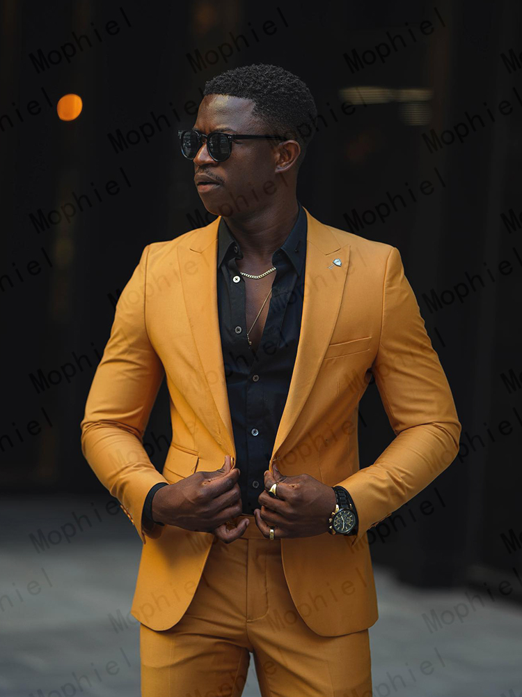 Traje de hombre amarillo mosta - Slim Fit Blazer Men reseña y precio