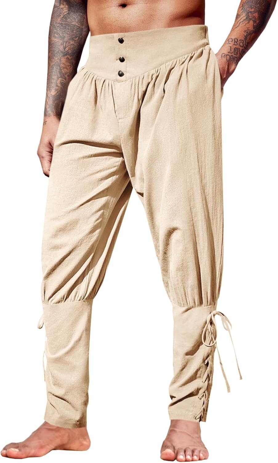 Pantalones de lino medievales  - Men'S Fashion Linen Pants reseña y precio