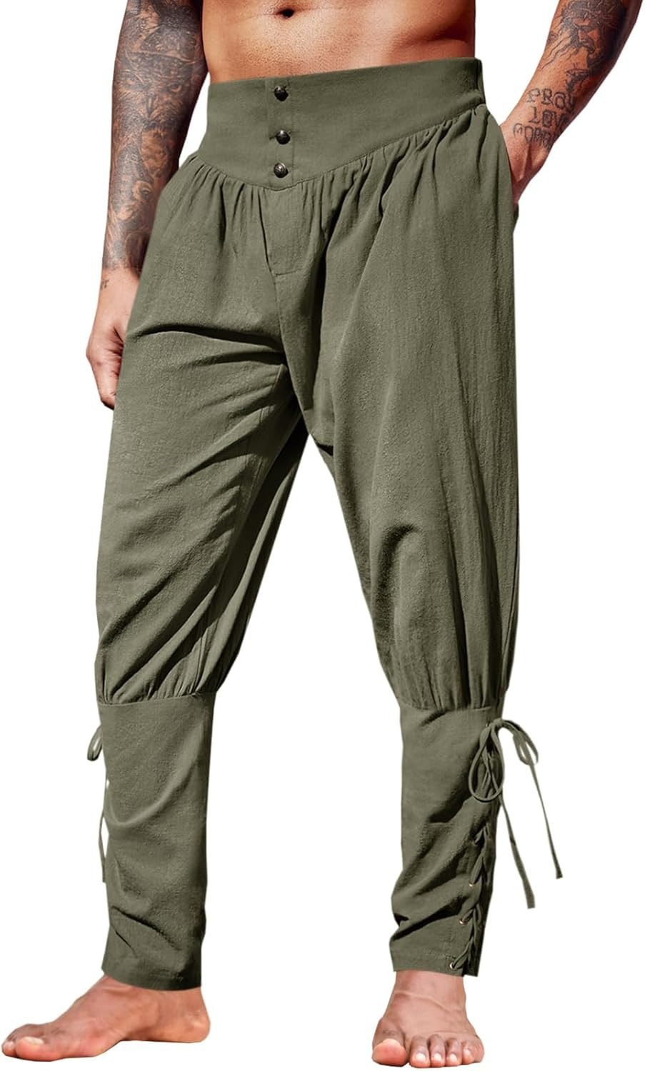 Pantalones de lino medievales  - Men'S Fashion Linen Pants reseña y precio