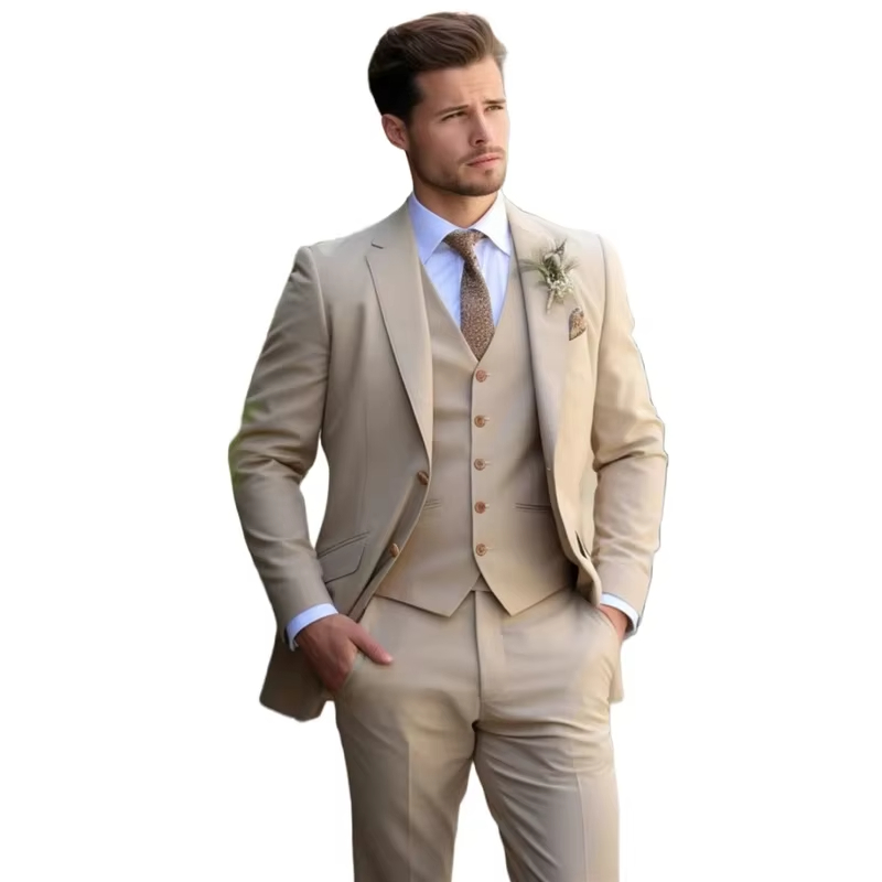 Trajes elegantes de color caqu - Slim Fit Blazer Men reseña y precio