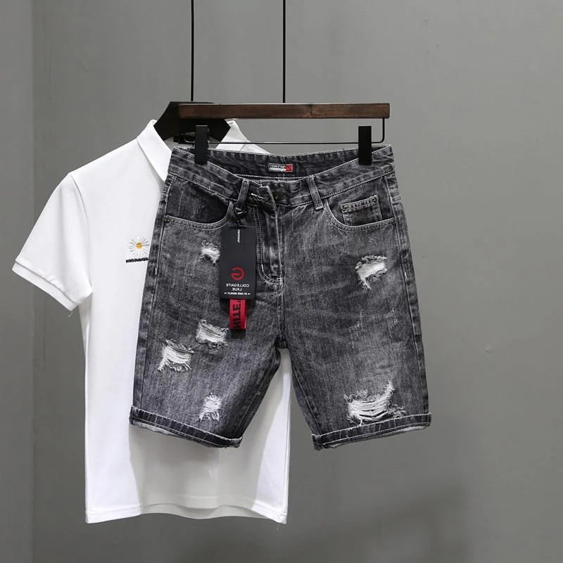 Pantalones vaqueros cortos par - Men Fashion Jeans reseña y precio